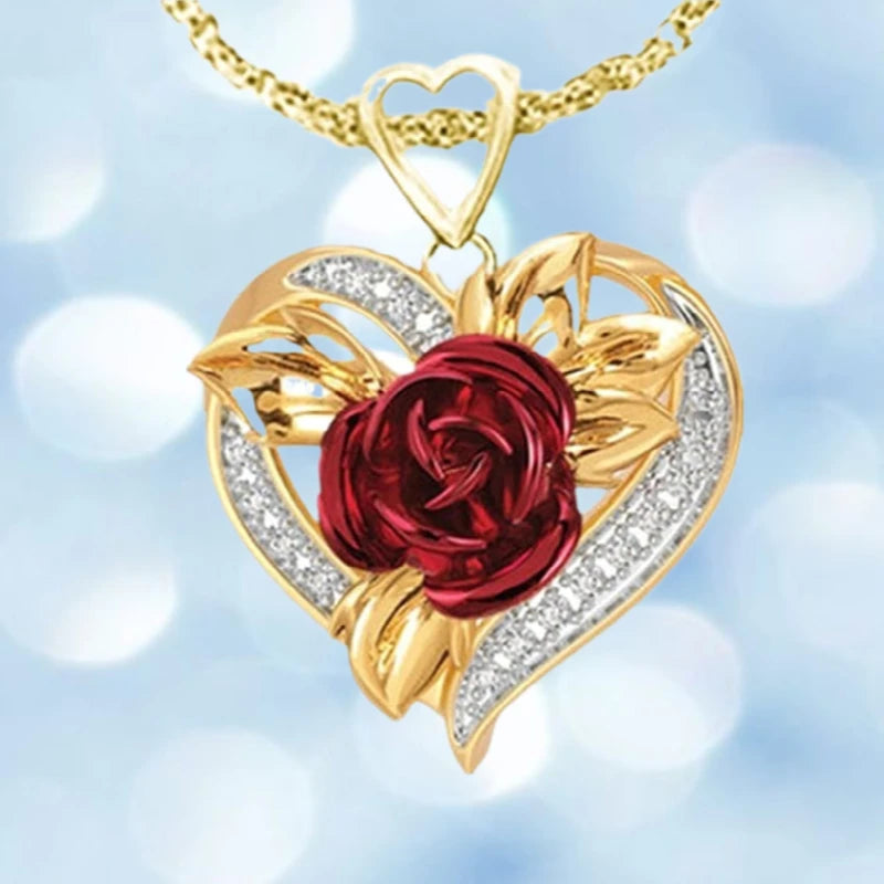 A heart-shaped rose necklce. Essential gift for your beloved.