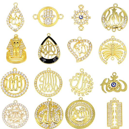 3pcs Arabian Lady Gold Islamic  Charm Pendant Necklace Accessories Jewelry Ramadan Gifts