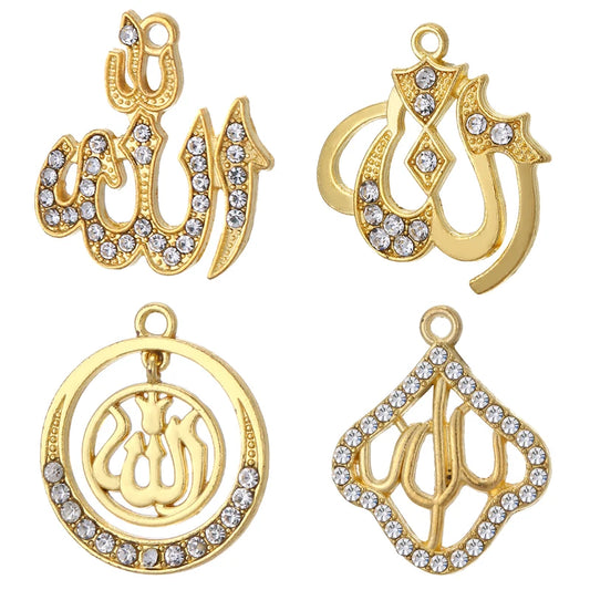 5pcs  Islamic Zircon Charm Pendant for Jewelry Making DIY and Gifts.
