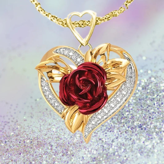 A heart-shaped rose necklce. Essential gift for your beloved.