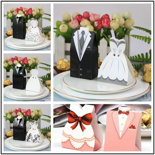 Dovetail Black and White Suit Bride and Groom Wedding Wedding Candies Box, available in different styles