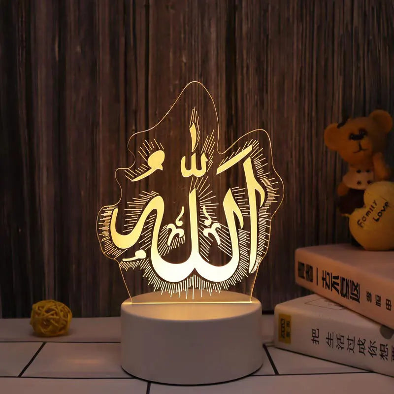 3D LED Night Light Ramadan  Decoration for Home Eid Al Adha Islam Muslim Party Decor Supplies