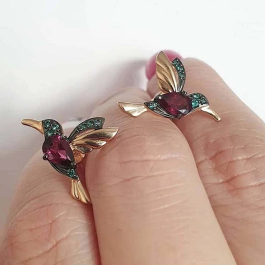 1pair Hummingbird Long Drop Earrings Flying Bird Pendant Tassel Crystal Pendant Drop Earrings Ladies Jewelry