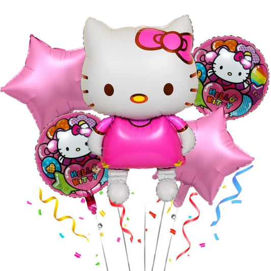 5 Pcs/Set Hello Kitty Aluminum Foil Balloons Girls Happy Birthday Party Decorations Baby Shower Inflatable Ball Kids Toys Gifts