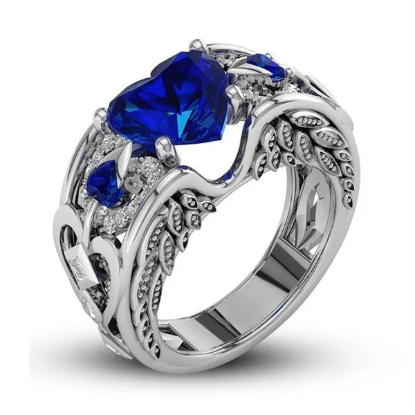 Classic 5 Color Ring Multicolor Love Heart Zircon Ring