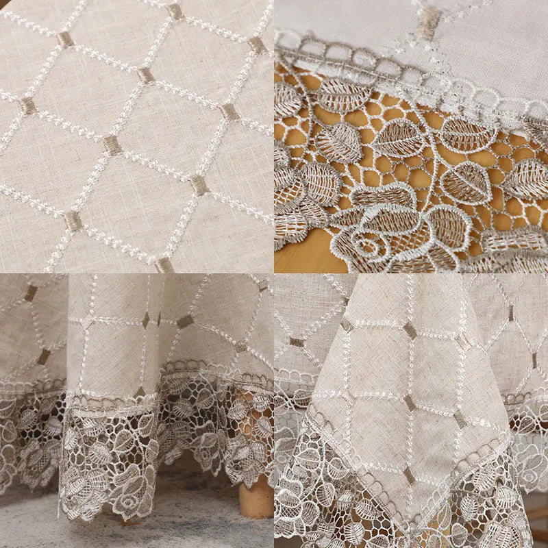 Cotton Embroidery Lace Flower Tablecloth