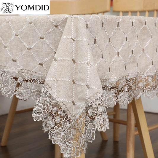 Cotton Embroidery Lace Flower Tablecloth
