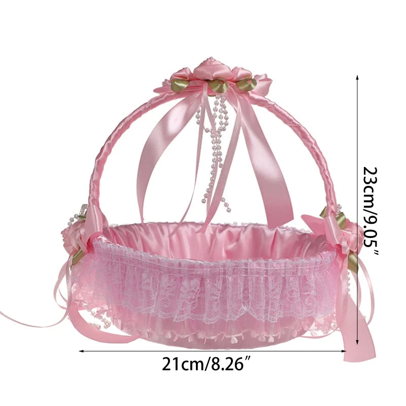 Lace Wedding /Baby shower Basket Candy Gift Bag for Wedding Party Daily Use