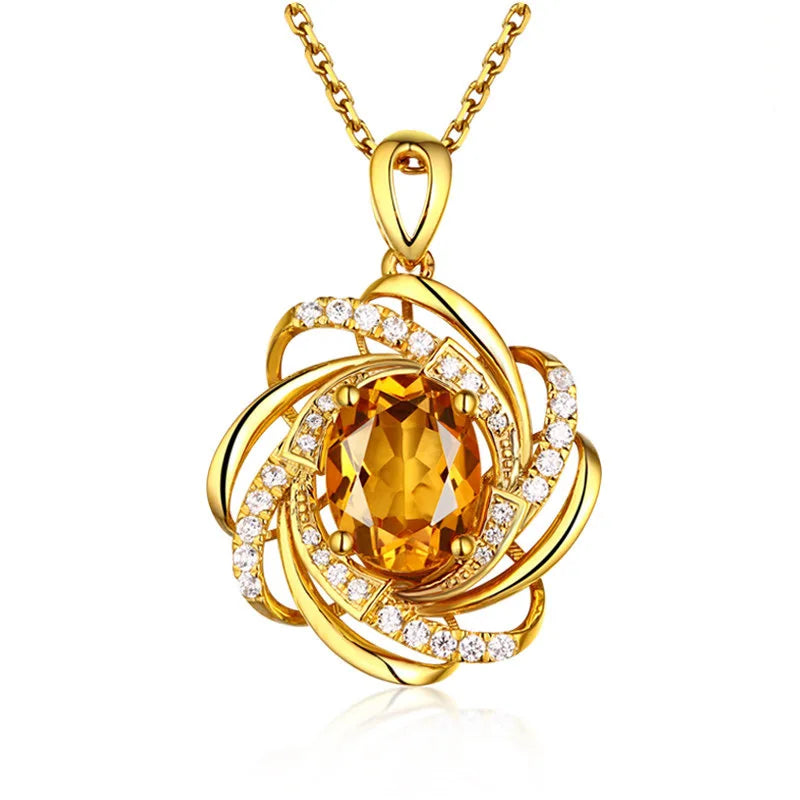 Accessories for Women Gold Plated Gemstone Flower Necklaces for Women Wedding Engagement Zircon Crystal Pendant Necklace Collare