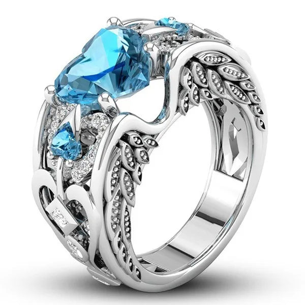 Classic 5 Color Ring Multicolor Love Heart Zircon Ring